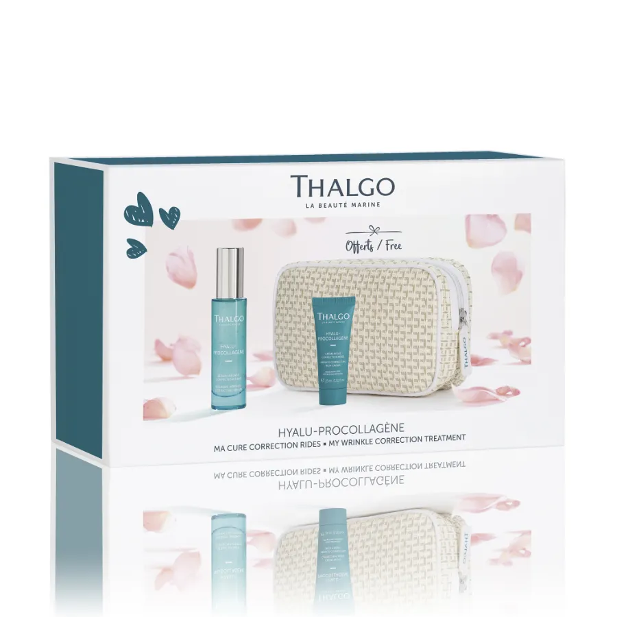 THALGO Beauty Set Hyalu-Procollagene na nápravu všetkých typov vrások s kozmetickou taštičkou