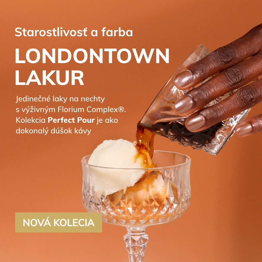 Starostlivosť a farba
LONDONTOWN
Jedinečné laky na nechty s výživným Florium Complex®. Kolekcia Perfect Pour je ako dokonalý dúšok kávy