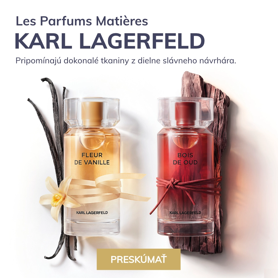 Les Parfums Matières
KARL LAGERFELD
Nové duo vôní svojimi ingredienciami pripomína dokonalé tkaniny z dielne slávneho návrhára. Oblečte sa do Fleur de Vanille a Bois de Oud.