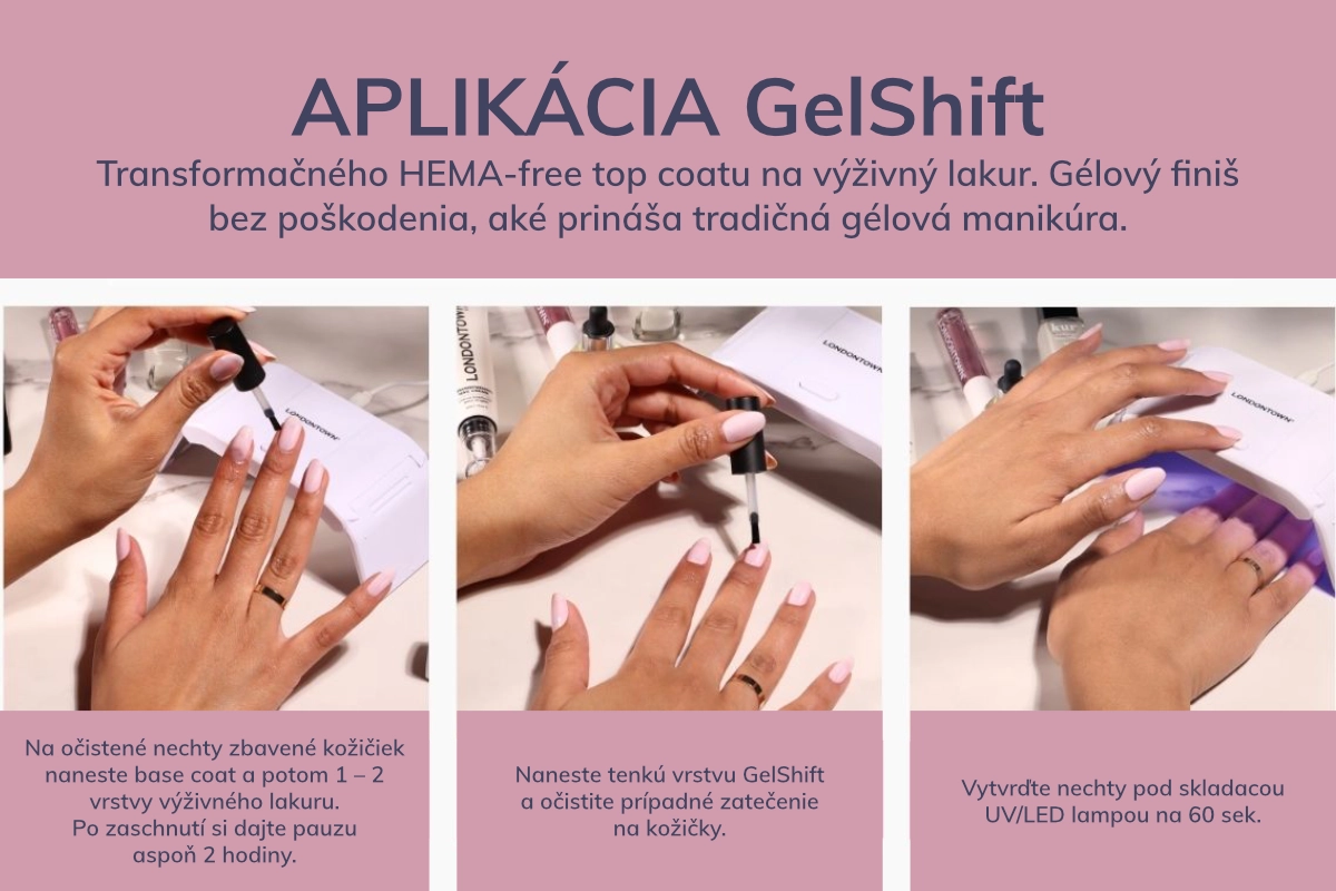 aplikácia top coat GelShift Londontown aplikacia top coatu GelShift Londontown