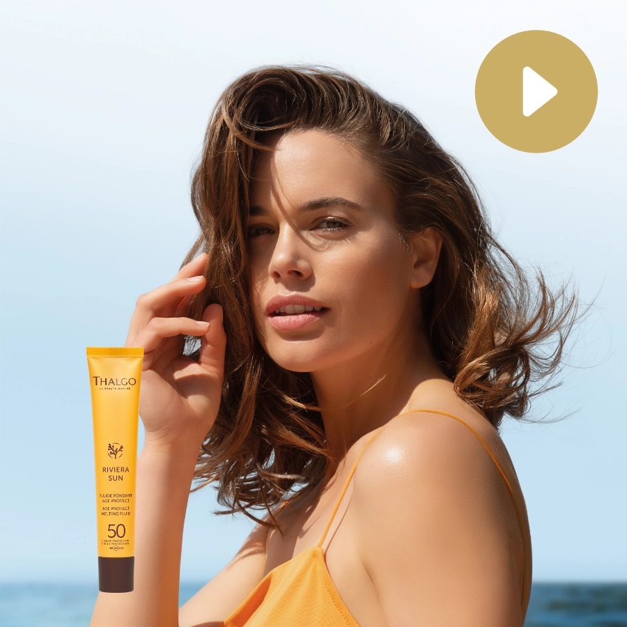 Video THALGO Riviera Sun Jemný opaľovací krém proti starnutiu na tvár a dekolt SPF30